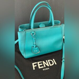 Fendi Aqua Blue Leather Tote